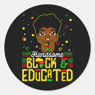 Pegatina Redonda Guapo negro educado niños de historia negra Ju