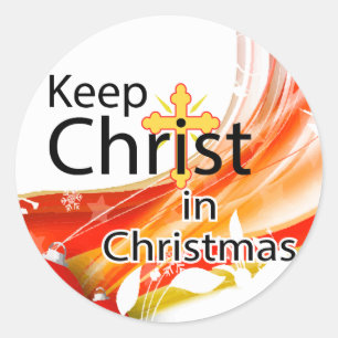 Pegatina Redonda Guarda a Cristo en Navidades, Swirl