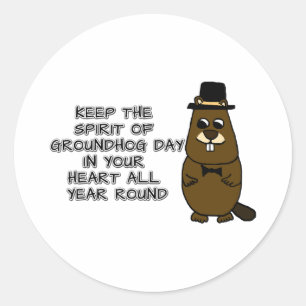 Pegatina Redonda Guarda el Día del Espíritu de la Groundhog en tu c