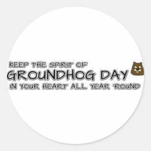 Pegatina Redonda Guarda el Día del Espíritu del Groundhog en tu c