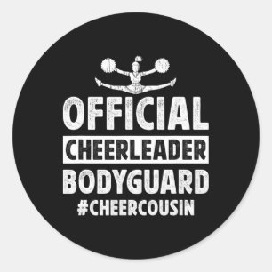 Pegatina Redonda Guardaespaldas de animadoras Cheer Prima de una an