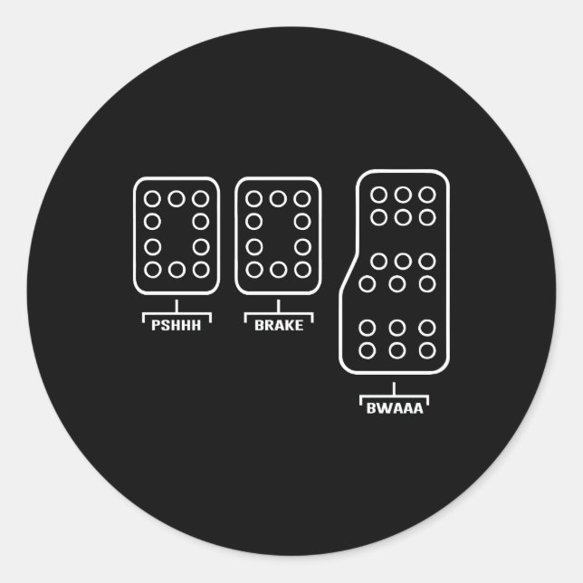 Pegatina Redonda Guardar Carreras del coche del diagrama de cambios (Anverso)