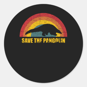 Pegatina Redonda Guardar el estilo retro vintage de Pangolin