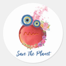 Pegatina Redonda Guardar el planeta