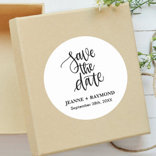 Pegatina Redonda Guardar la Fecha de Boda Personalizada con Letra a