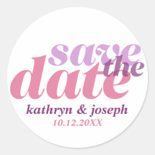 Pegatina Redonda Guardar la fecha de cierre de compromiso de boda r