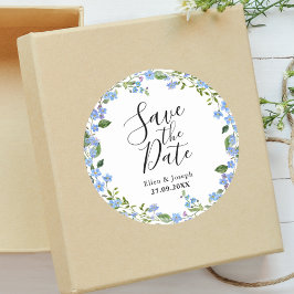 Pegatina Redonda Guardar la Fecha Personalizado Mínimo Floral Boda