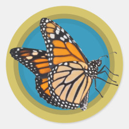 Pegatina Redonda Guardar la mariposa monarca