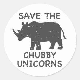 Pegatina Redonda Guardar las unicornios de chubby - Elija el color