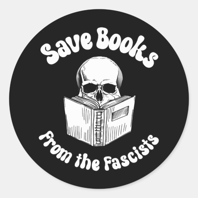 Pegatina Redonda Guardar libros de los fascistas (Anverso)