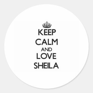 Pegatina Redonda Guarde la calma y ame a Sheila