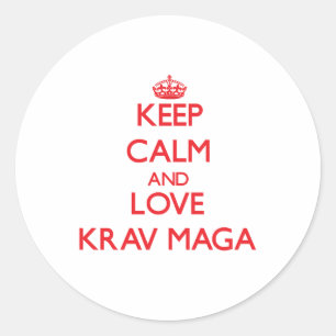 Pegatina Redonda Guarde la calma y ame Krav Maga