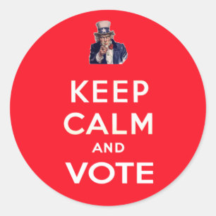 Pegatina Redonda Guarde la calma y vote