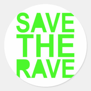 Pegatina Redonda Guarde la escena de los rave verde NU RAVE de los 
