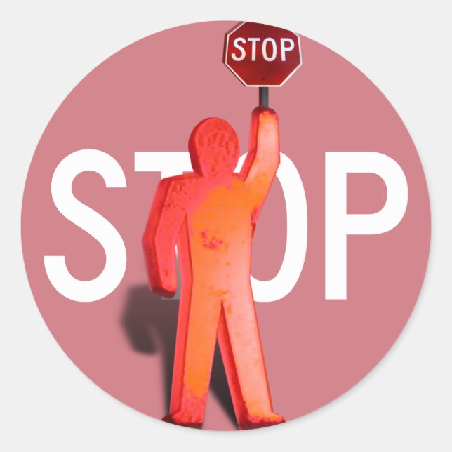 Pegatina Redonda Guardia de cruce de escuelas (Anverso)