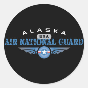 Pegatina Redonda Guardia Nacional del Aire de Alaska