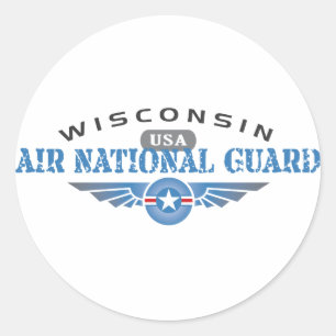 Pegatina Redonda Guardia Nacional del aire de Wisconsin