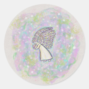 Pegatina Redonda Guardian Angel Art Personalizado Decal Pegatinas