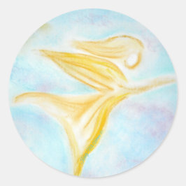 Pegatina Redonda Guardian Angel in Flight – Golden Turquoise Sky