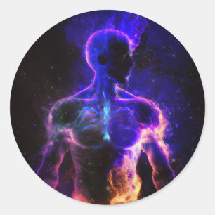 Pegatina Redonda Guardián de la Luz   Figura de Energía