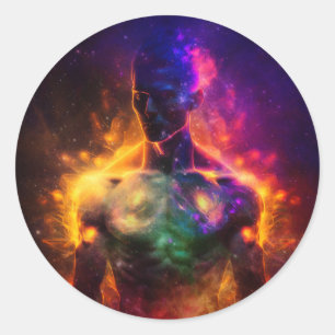 Pegatina Redonda Guardián de la Paz   Ser Humano Luminoso