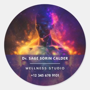 Pegatina Redonda Guardián de la Paz   Ser Humano Luminoso