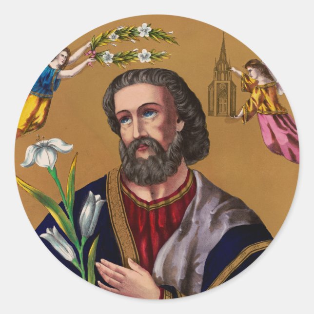 Pegatina Redonda Guardián de San José de la Sagrada Familia (Anverso)