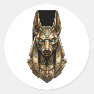 Pegatina Redonda Guardián Dorado Anubis