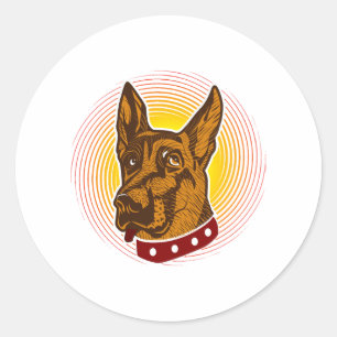 Pegatina Redonda Guardián Perro Belga Malinois Shepherd