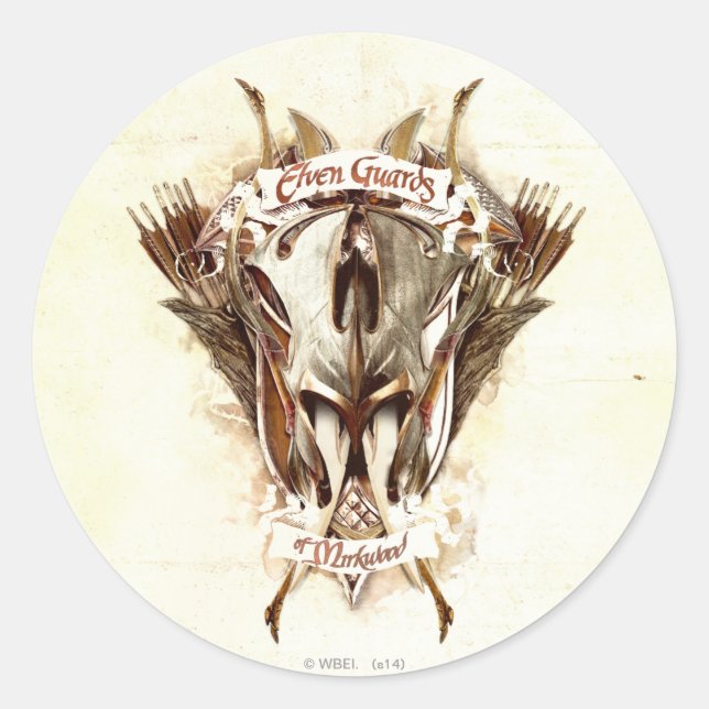 Pegatina Redonda Guardias elfos de armas de mirkwood (Anverso)