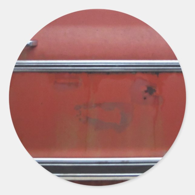 Pegatina Redonda Guarnecido plateado de Chevy Rojo (Anverso)