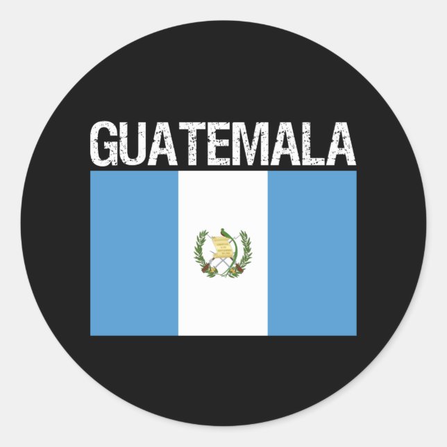 Pegatina Redonda Guatemala, bandera de Guatemala (Anverso)
