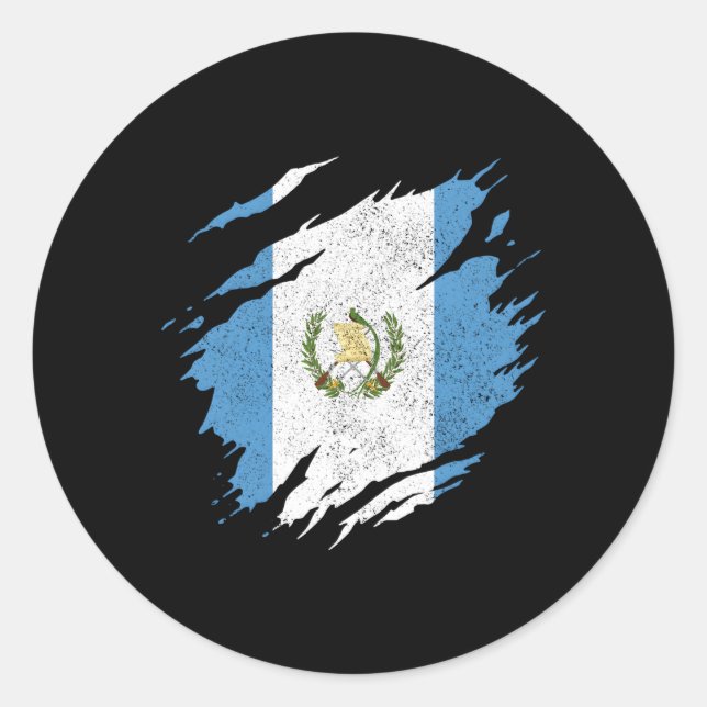 Pegatina Redonda Guatemala Bandera Guatemalteca Orgullo Chaa (Anverso)
