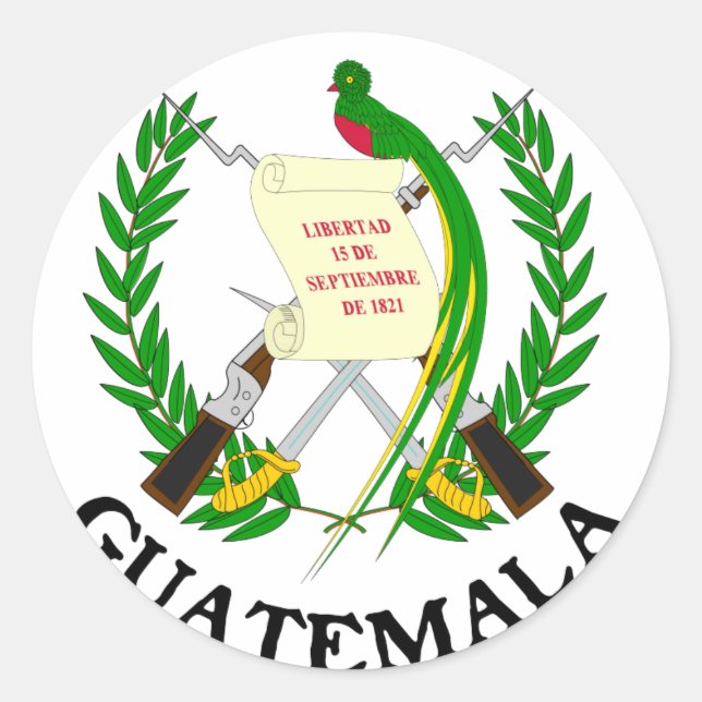 Pegatina Redonda GUATEMALA - emblema/bandera/escudo de armas/símbol (Anverso)