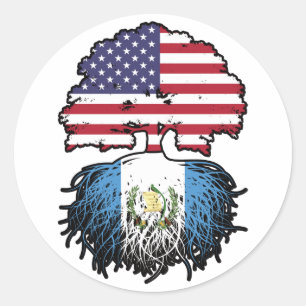 Pegatina Redonda Guatemala Guatemalteca, bandera de raíces de árbol
