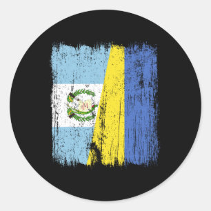 Pegatina Redonda Guatemala Ucrania Media Bandera Guatemalteco Heren