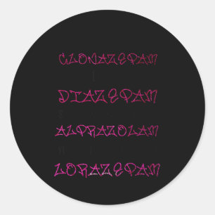 Pegatina Redonda Guau Black Betty Clonazepam Guau Black Betty Diaze
