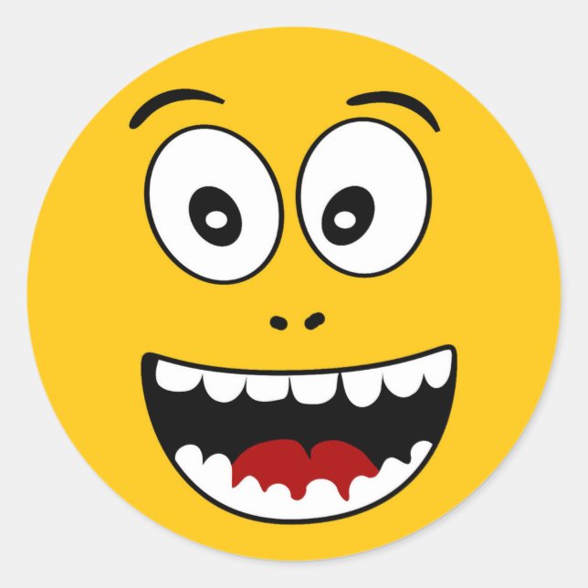 Pegatina Redonda Guau Emoji amarilla (Anverso)