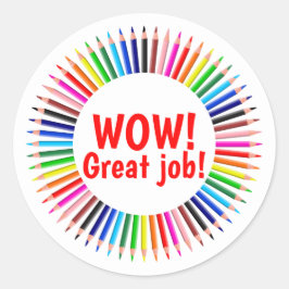 Pegatina Redonda Guau, gran trabajo colorido y estímulo de profesor