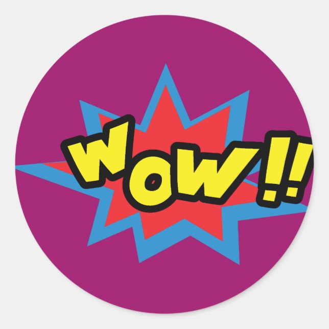 Pegatina Redonda Guau Pop Art (Anverso)