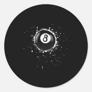 Pegatina Redonda Guay 8-ball Ocho Pool Billiards Paint Splatter Ei