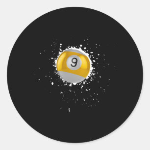 Pegatina Redonda Guay 9 bolas Nueve billones Billiards Paint Splatt