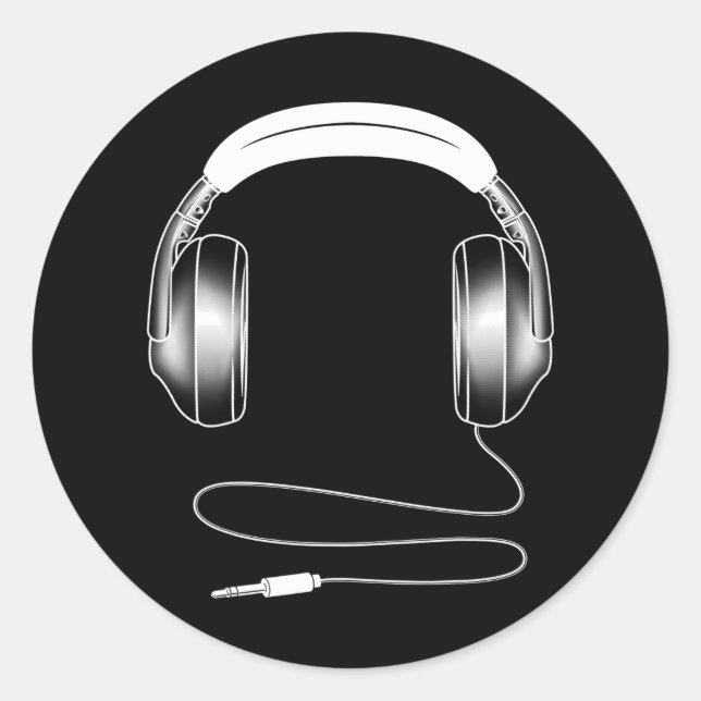 Pegatina Redonda Guay Auriculares DJ Música Artista Lover (Anverso)