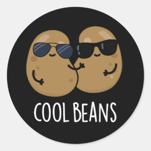 Pegatina Redonda Guay Beans Funny Veggie Legume Pun Dark BG