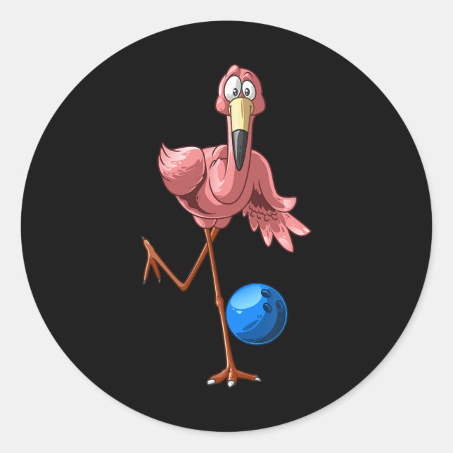 Pegatina Redonda Guay Bowling Flamingo Funny Shorebirds Lover Playe (Anverso)