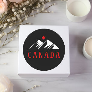 Pegatina Redonda Guay Canada Monta hojas de arce canadienses oscura