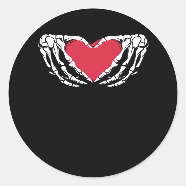 Pegatina Redonda Guay Classic Funny Skeleton Hands Heart - Valentin (Anverso)