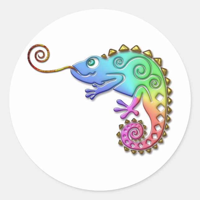 Pegatina Redonda Guay Colorful Chameleon (Anverso)