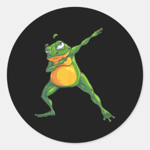 Pegatina Redonda Guay Dabbing Frog Funny Hip-hop Tadpole Dancing Lo