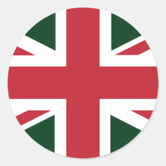Pegatina Redonda Guay Dark Green Red Union Jack British (UK) Flag